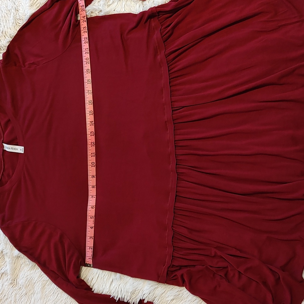 Zenana Premium Flowy Jersey Knit Swing Dress Burgundy ¾-Sleeve Lagenlook Size 3X - Picture 8 of 11